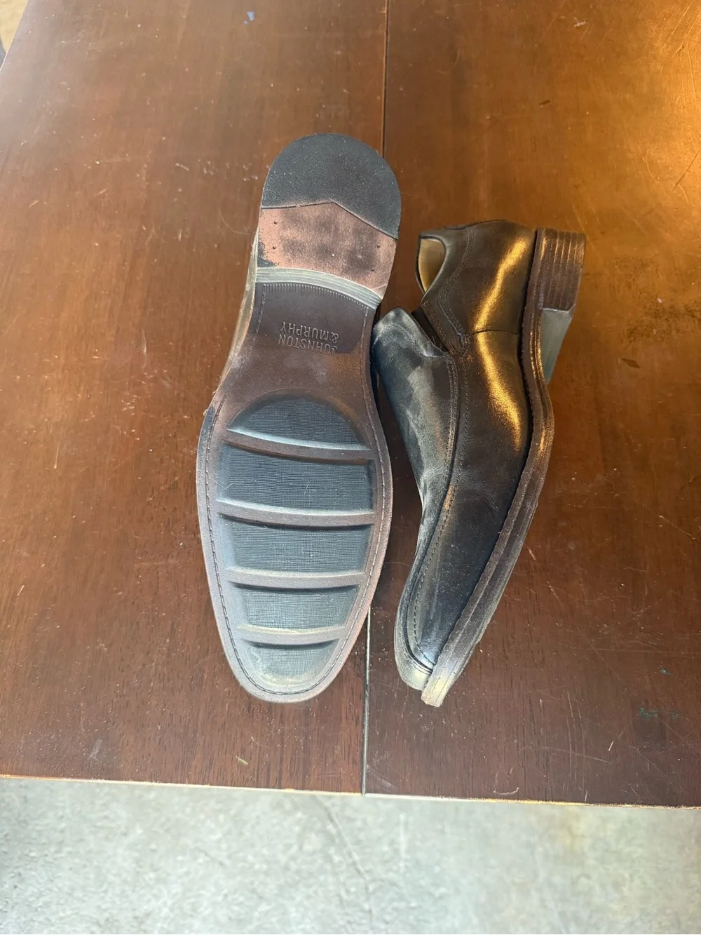 Johnston & Murphy Black Leather Slip-On Loafers